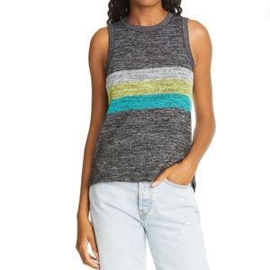 NWT!! RAG & BONE  Sport Stripe Knit Muscle Tank  Grey Size S
